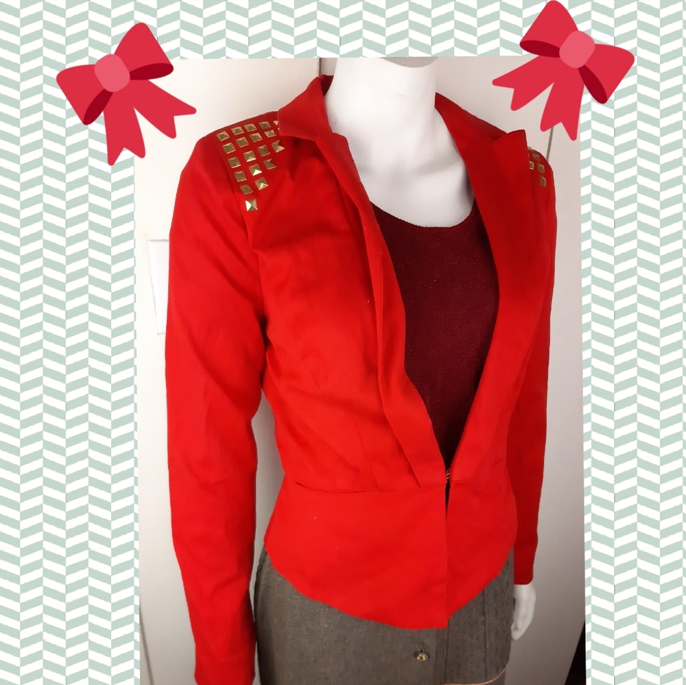 🔥 New with tags blazer jacket red with studs - Picture 1 of 14